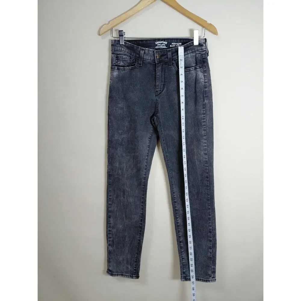 Levi's Mid-Rise Slim Cuffed Cotton Blend Gray Stretch Jeans Women Size 6